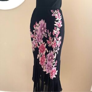 Floral Beaded Handkerchief Midi Skirt | Sheer Lined | Fits 6–8